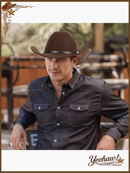 Adjustable Western Cowboy Hat Unisex Fedora with Leather Strap S-M main image 5